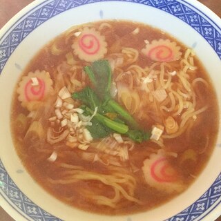 小松菜と鳴門のラーメン☆フライドオニオンでコク旨！